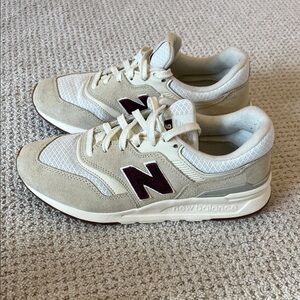 New Balance 997H Cream and Maroon Sneakers